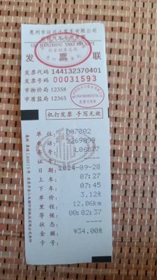 [栏目置顶]惠州的士票样品展示